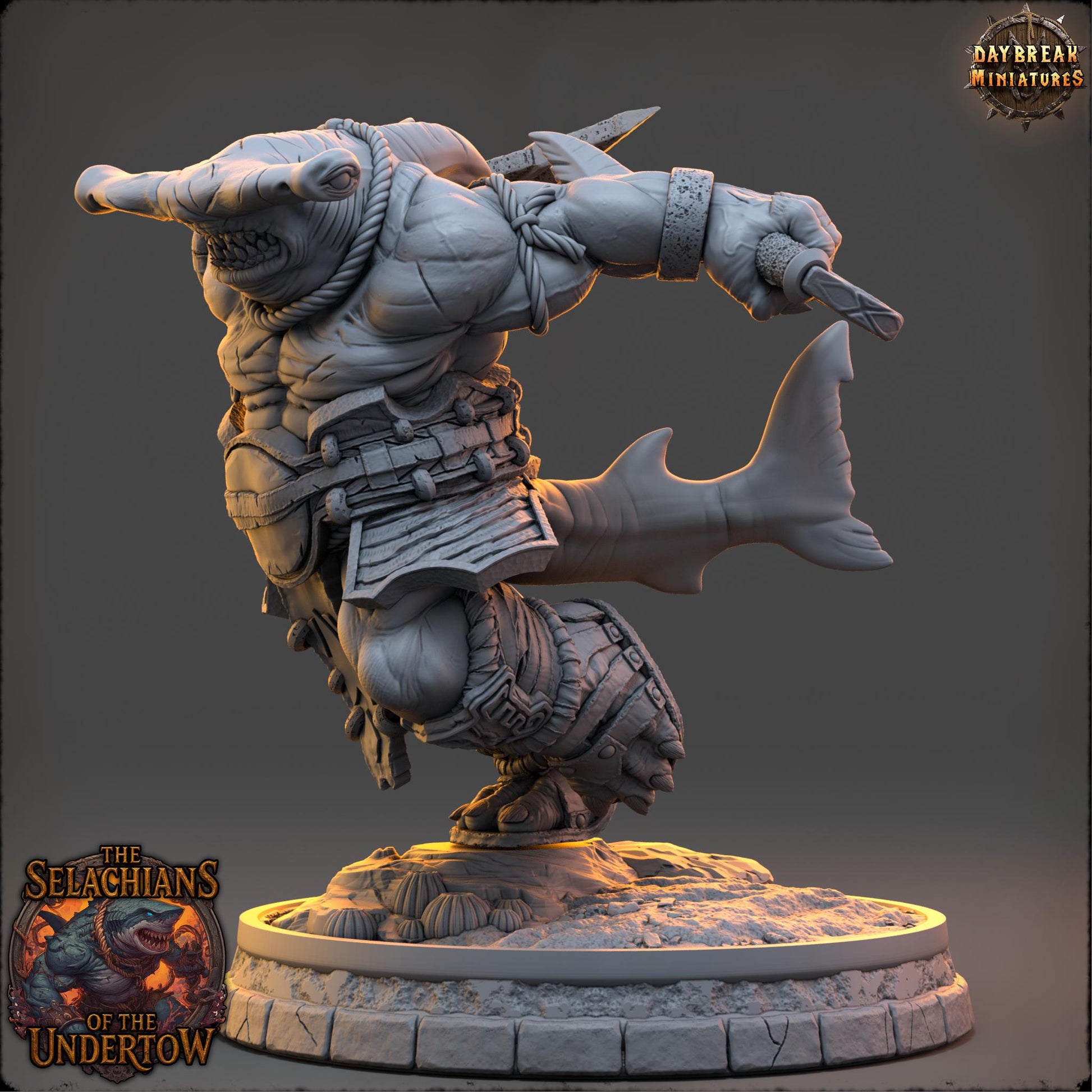 Sharkfolks - Kosh Velmarn | Daybreak Miniatures | 3D printed miniature | Tabletop Games | Dungeons and Dragons | Wargaming | D&D