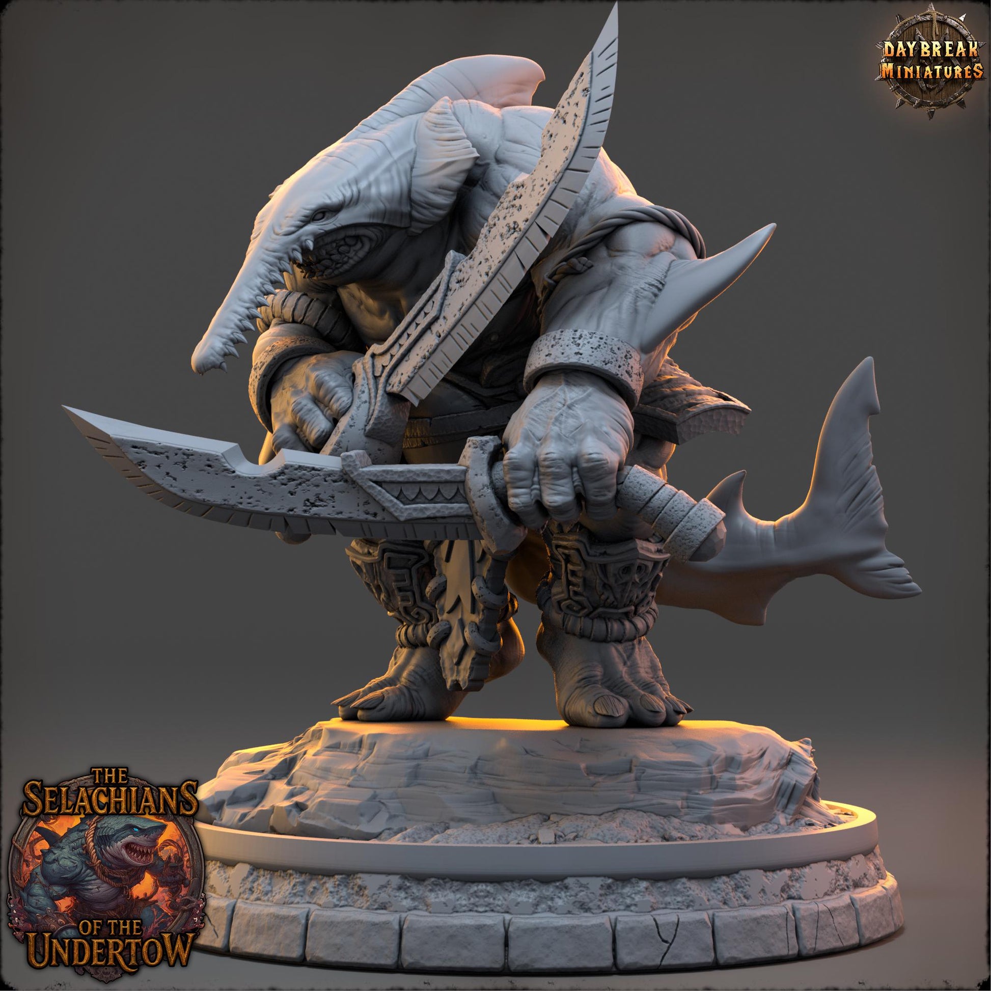 Sharkfolks - Ruun-Tal Driftbane | Daybreak Miniatures | 3D printed miniature | Tabletop Games | Dungeons and Dragons | Wargaming | D&D