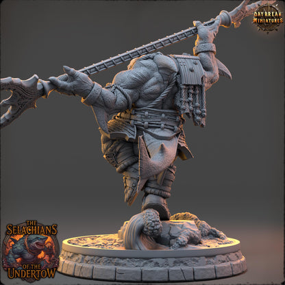 Sharkfolks - Thressik of the Deep | Daybreak Miniatures | 3D printed miniature | Tabletop Games | Dungeons and Dragons | Wargaming | D&D