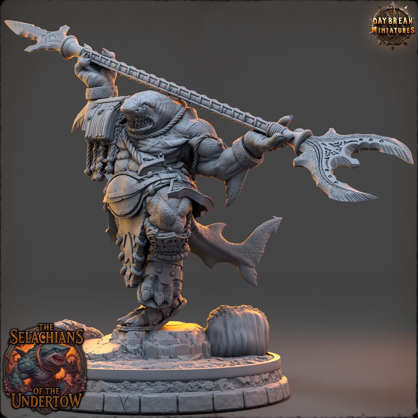 Sharkfolks - Thressik of the Deep | Daybreak Miniatures | 3D printed miniature | Tabletop Games | Dungeons and Dragons | Wargaming | D&D