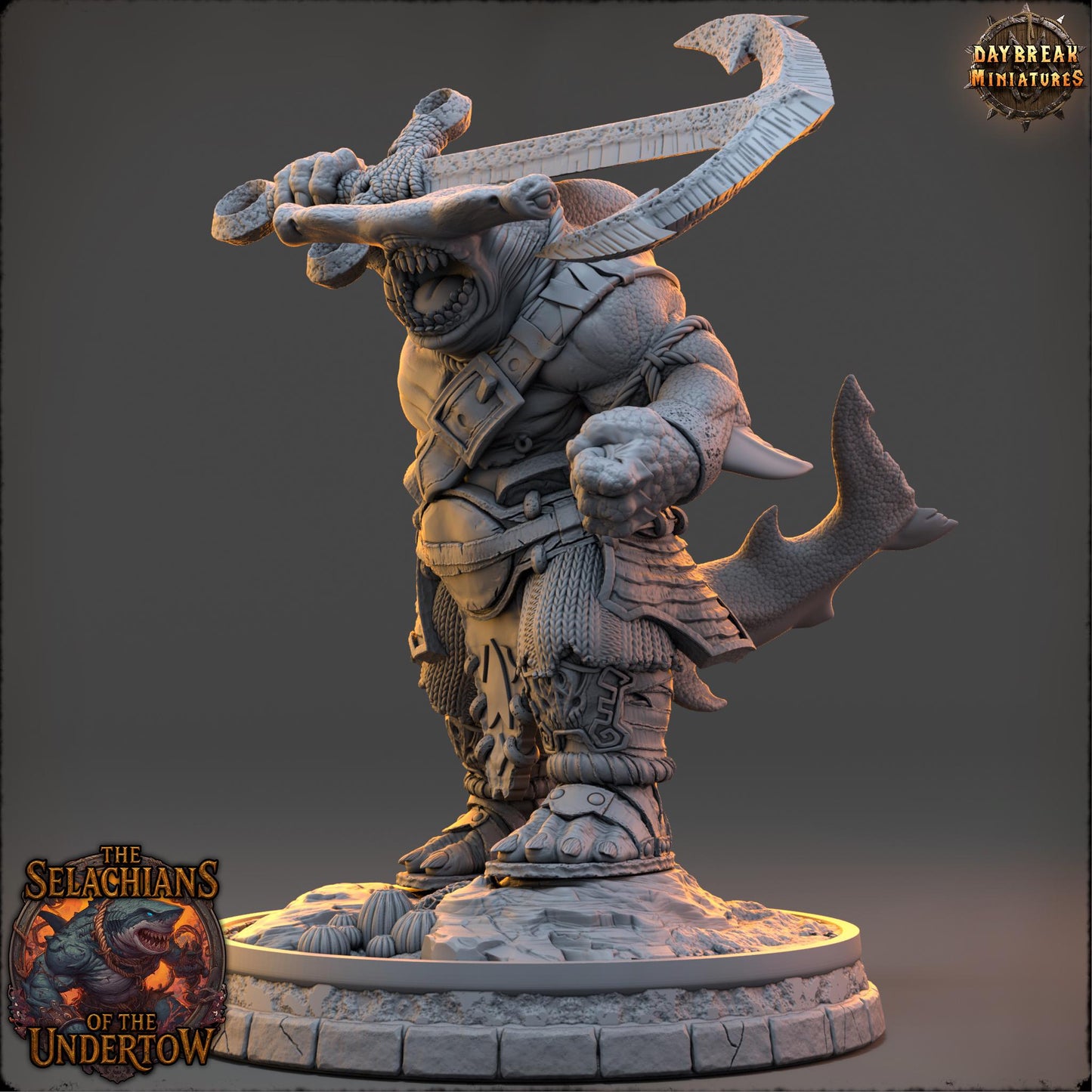 Sharkfolks - Yethra Coilblood | Daybreak Miniatures | 3D printed miniature | Tabletop Games | Dungeons and Dragons | Wargaming | D&D