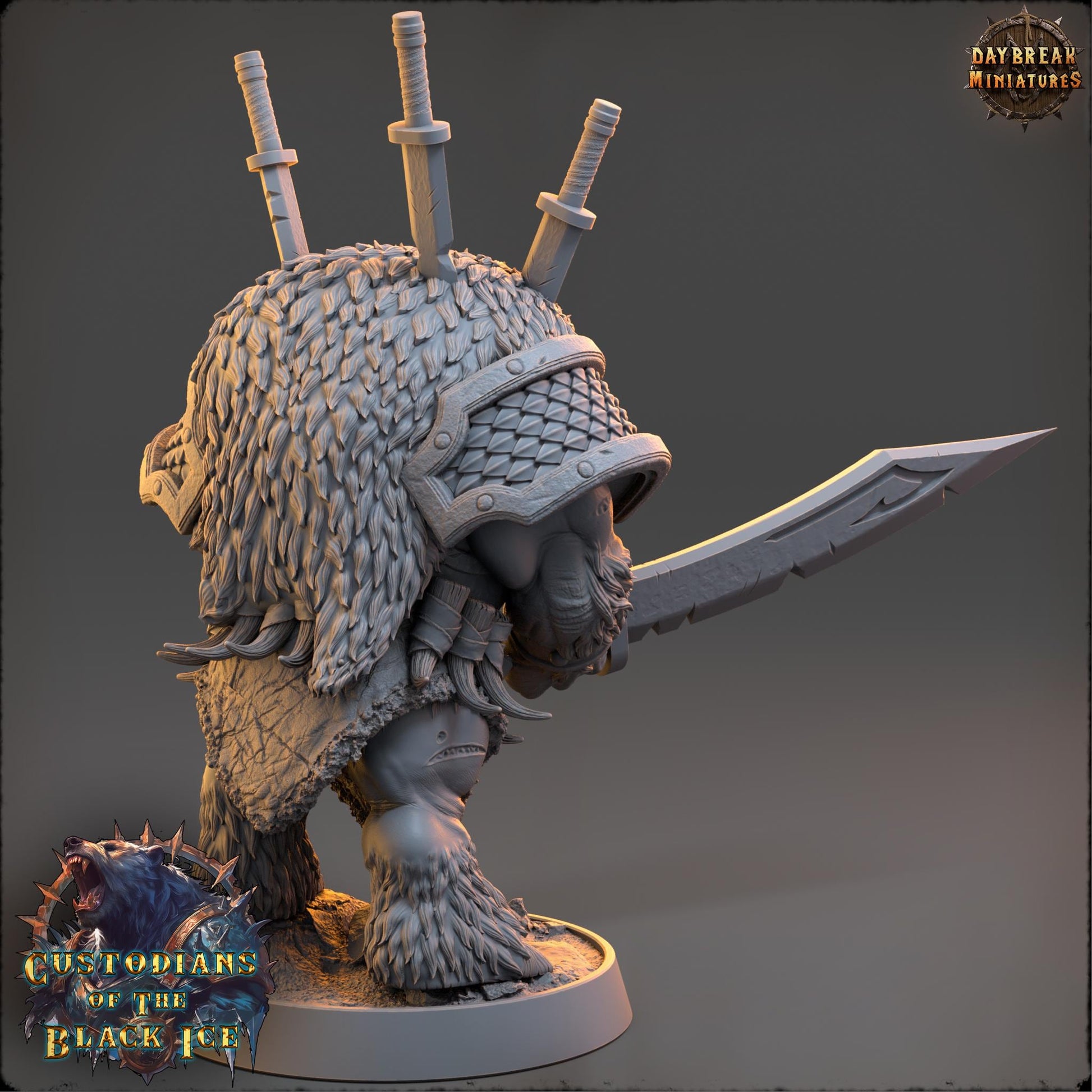 Bearfolk Fighter - Edge Gallard | Daybreak Miniatures | 3D printed miniature | Tabletop Games | Dungeons and Dragons | Wargaming | D&D
