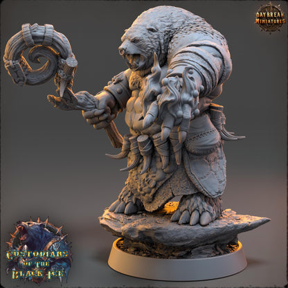 Bearfolk Fighter - Ezekiel Swirl | Daybreak Miniatures | 3D printed miniature | Tabletop Games | Dungeons and Dragons | Wargaming | D&D