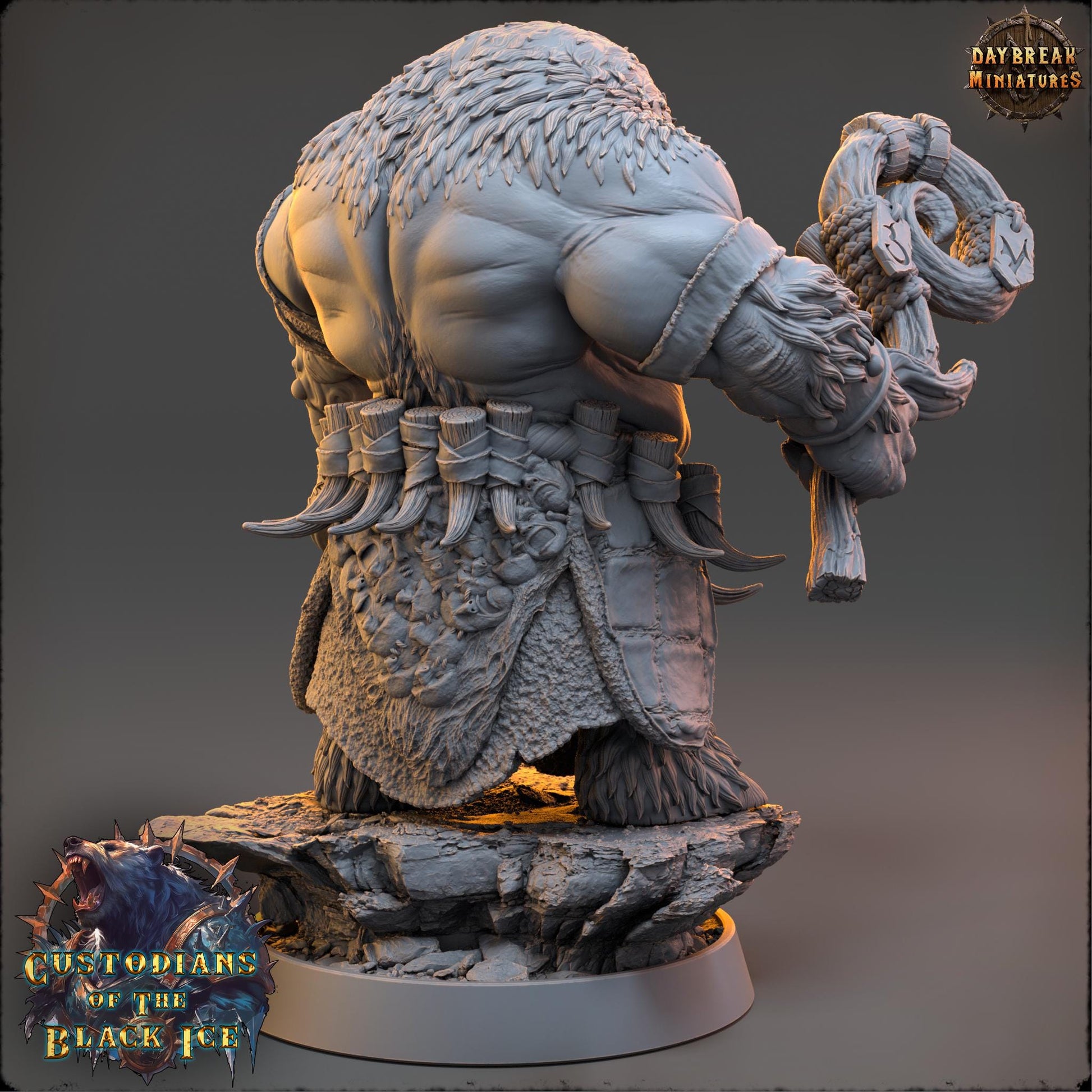 Bearfolk Fighter - Ezekiel Swirl | Daybreak Miniatures | 3D printed miniature | Tabletop Games | Dungeons and Dragons | Wargaming | D&D