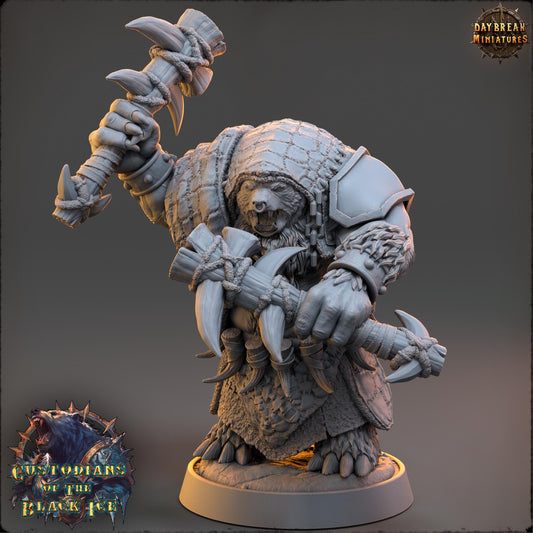 Bearfolk Fighter - Fangs Magath | Daybreak Miniatures | 3D printed miniature | Tabletop Games | Dungeons and Dragons | Wargaming | D&D