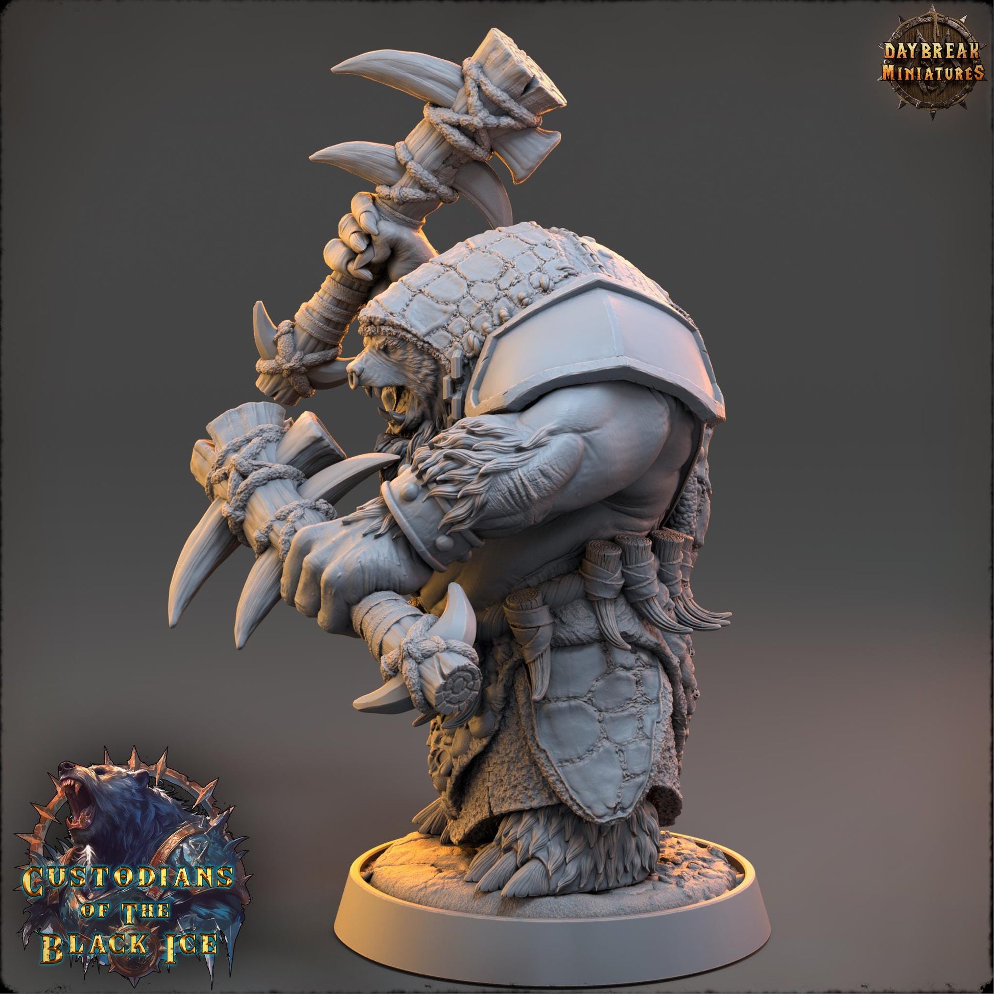 Bearfolk Fighter - Fangs Magath | Daybreak Miniatures | 3D printed miniature | Tabletop Games | Dungeons and Dragons | Wargaming | D&D