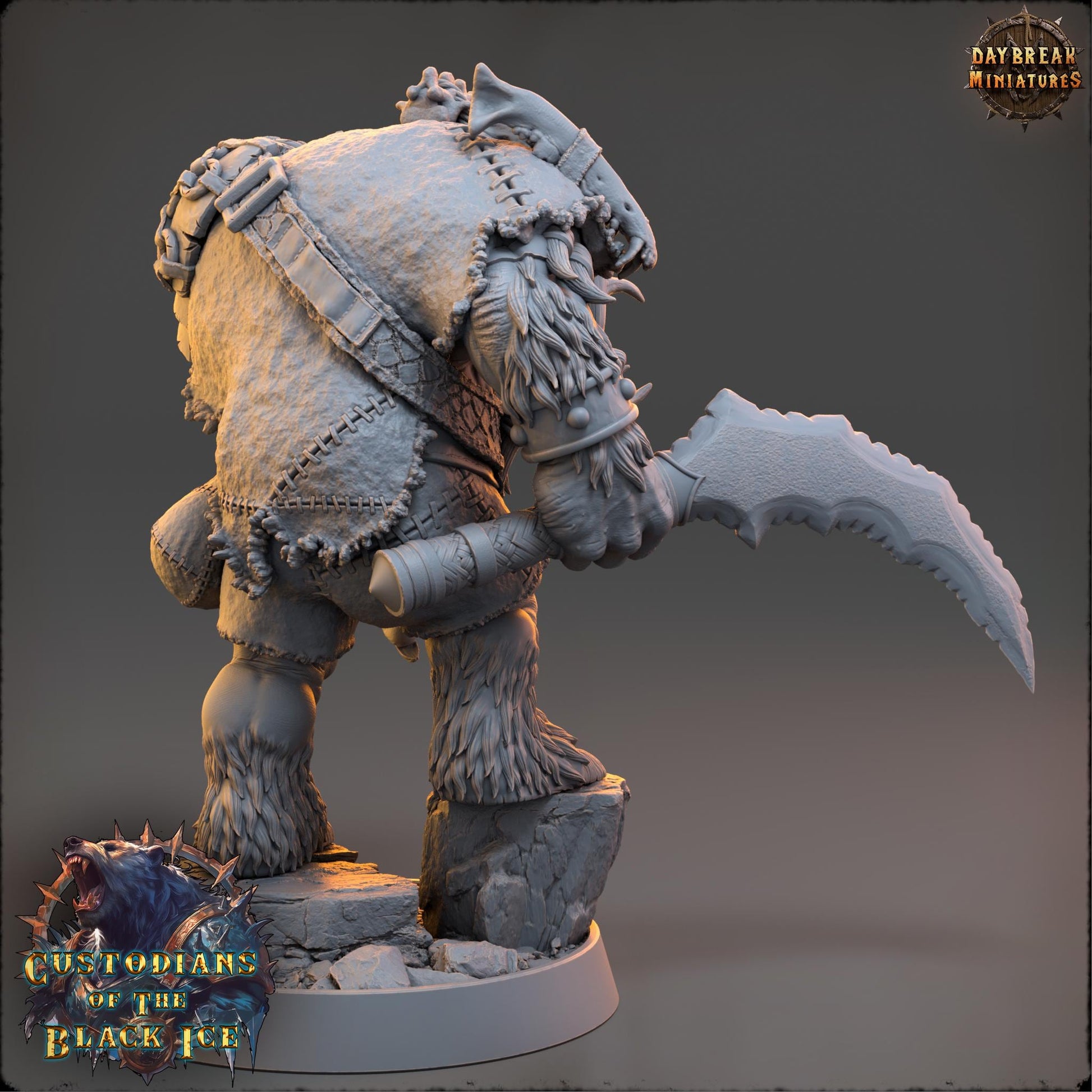 Bearfolk Fighter - Gutter Klusk | Daybreak Miniatures | 3D printed miniature | Tabletop Games | Dungeons and Dragons | Wargaming | D&D