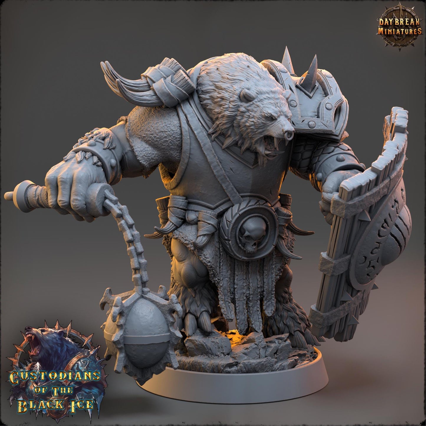 Bearfolk Fighter - Igor Masher | Daybreak Miniatures | 3D printed miniature | Tabletop Games | Dungeons and Dragons | Wargaming | D&D