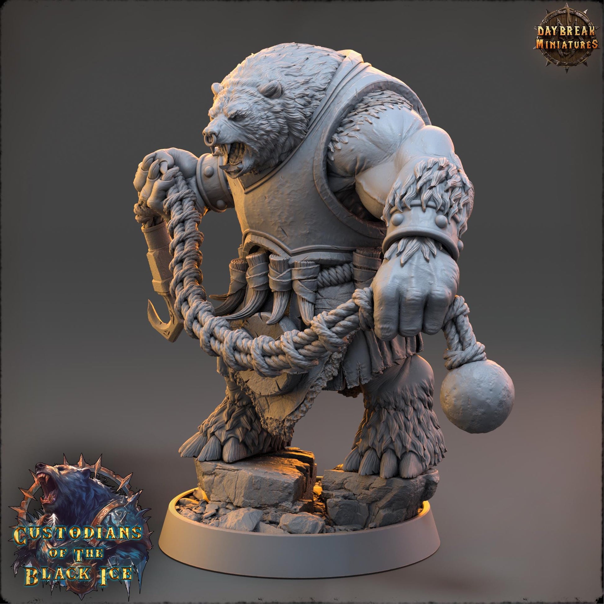 Bearfolk Fighter - Jupiter Neckrender | Daybreak Miniatures | 3D printed miniature | Tabletop Games | Dungeons and Dragons | Wargaming | D&D