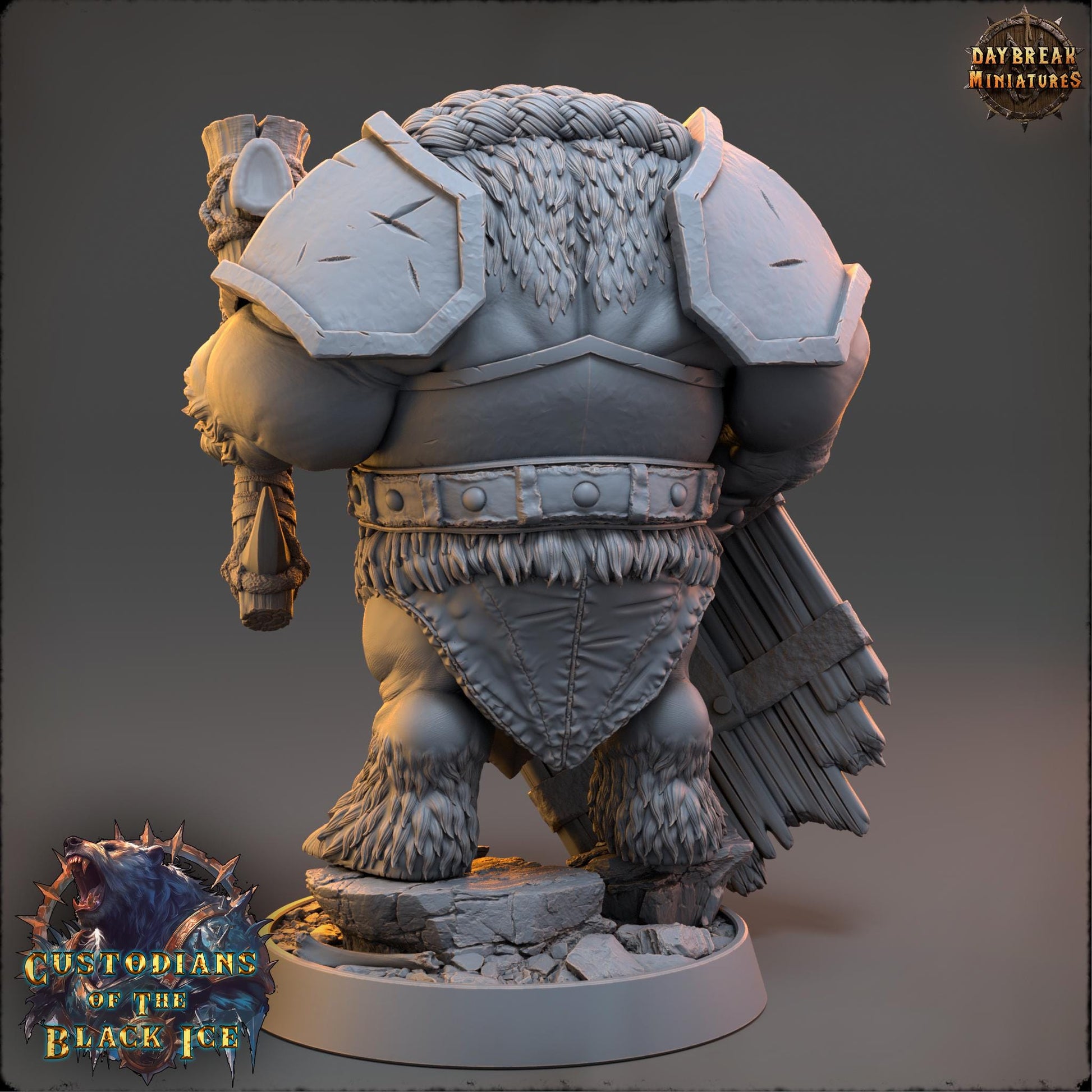 Bearfolk Warrior - Runo Spike | Daybreak Miniatures | 3D printed miniature | Tabletop Games | Dungeons and Dragons | Wargaming | D&D