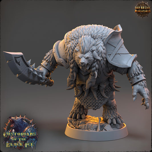 Bearfolk Fighter - Severer Gautz | Daybreak Miniatures | 3D printed miniature | Tabletop Games | Dungeons and Dragons | Wargaming | D&D