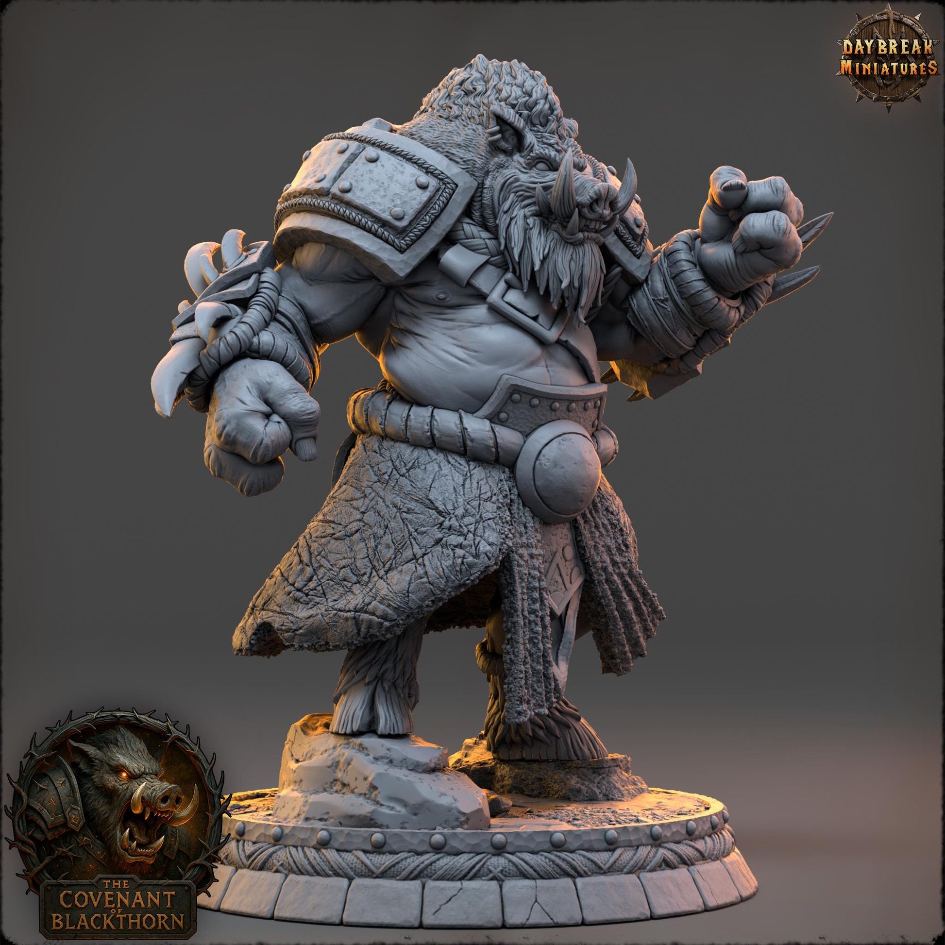 Boar Man Fighter Miniature: 32mm D&D Tabletop RPG Figure