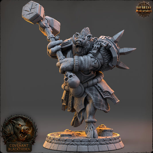 Boar Man Fighter Miniature: 3D Printed RPG Tabletop Gaming Figure