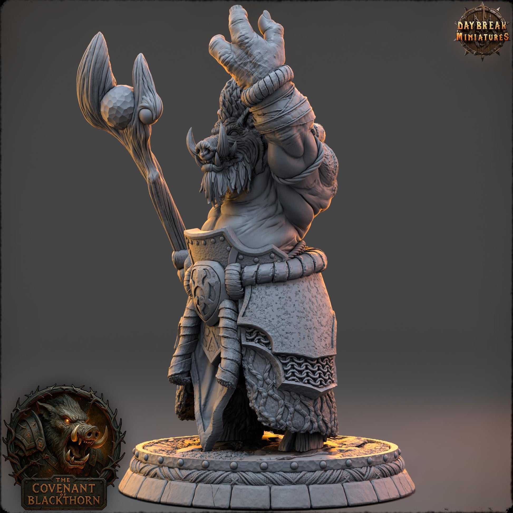 Boar Man Fighter Miniature: Mulkrid - 32mm D&D Wargaming Figure