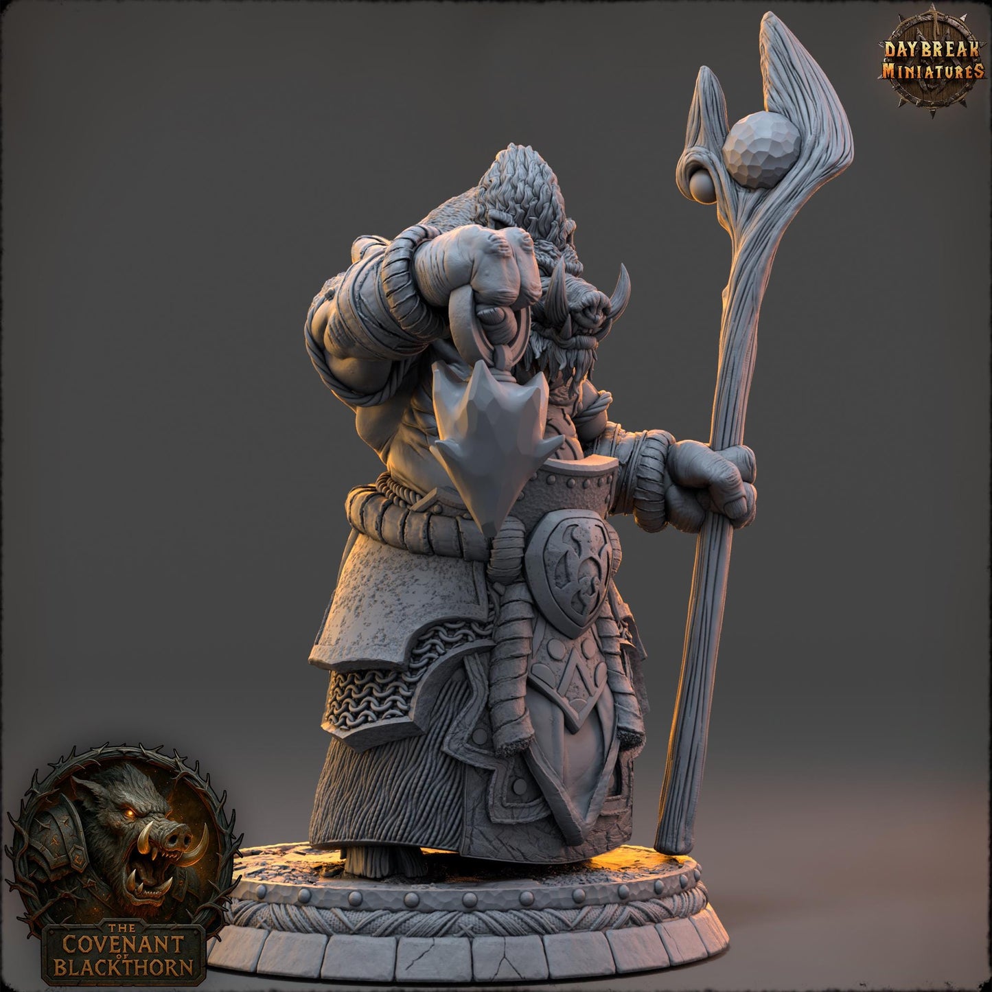 Boar Man Fighter Miniature: 3D Printed RPG Model, D&D Wargaming