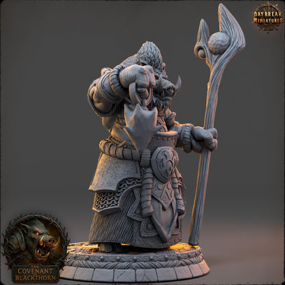Boar Man Fighter Miniature: 3D Printed RPG Model, D&D Wargaming