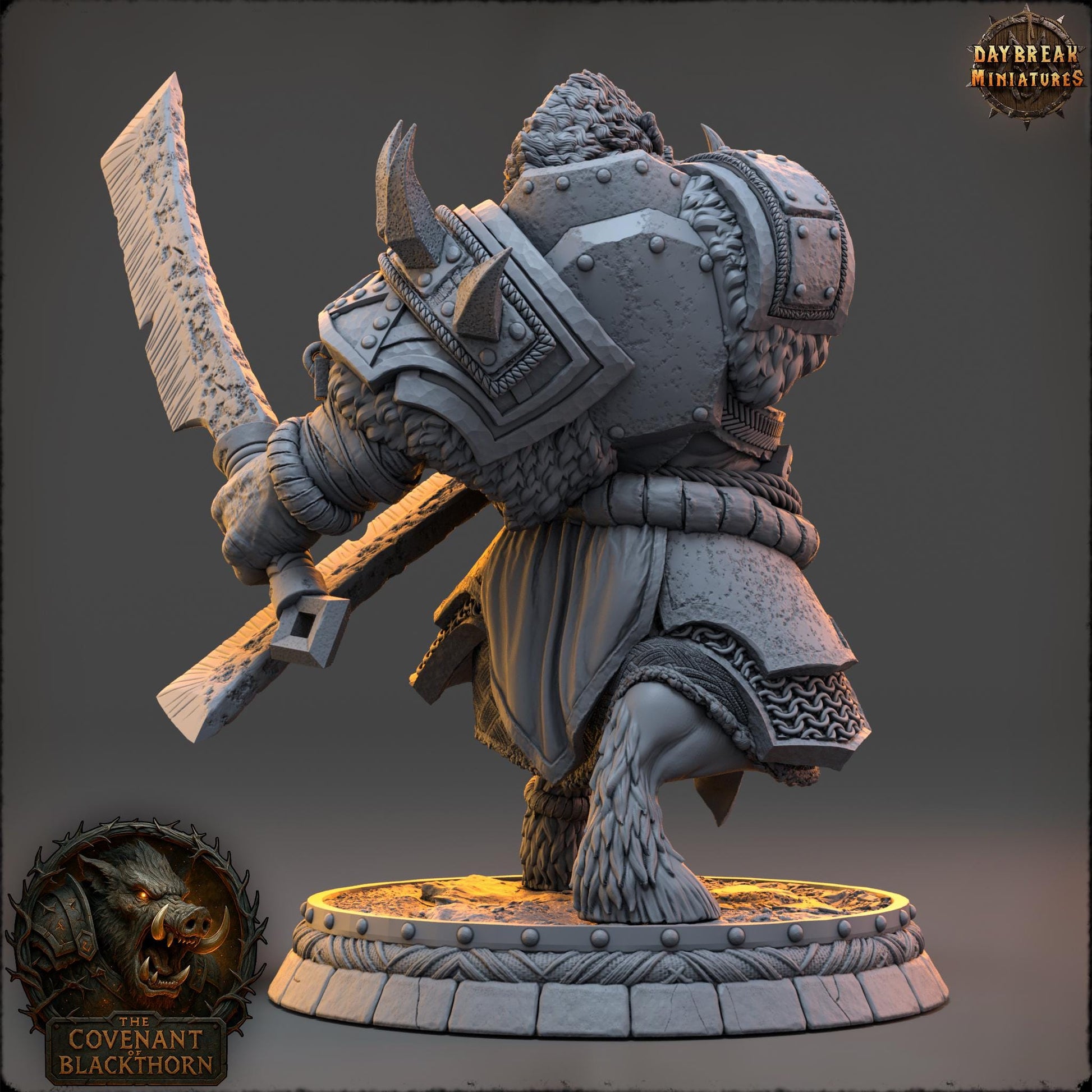 Boar Man Fighter Miniature: 3D Printed RPG Tabletop Gaming, D&D