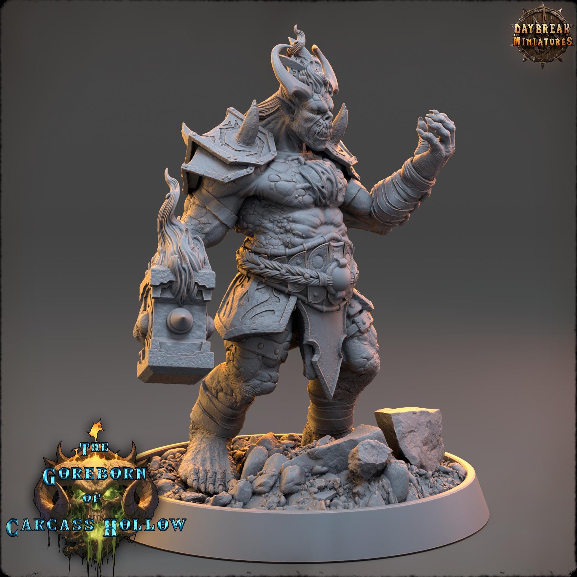 Demon Fighter - General Raxar Boneharrow | Daybreak Miniatures | 3D printed | Tabletop Games | Dungeons and Dragons | Wargaming | D&D