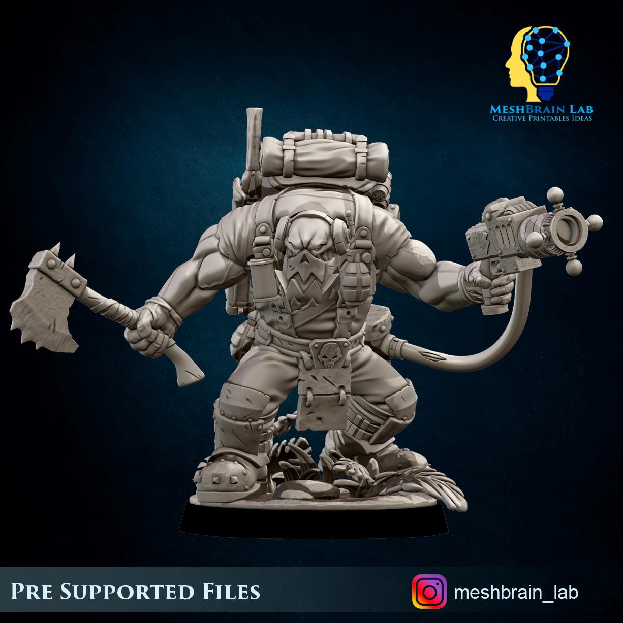 Ork Kommando with Energy Gun | Wargaming | Tabletop | 3D printed miniature | OPR compatible