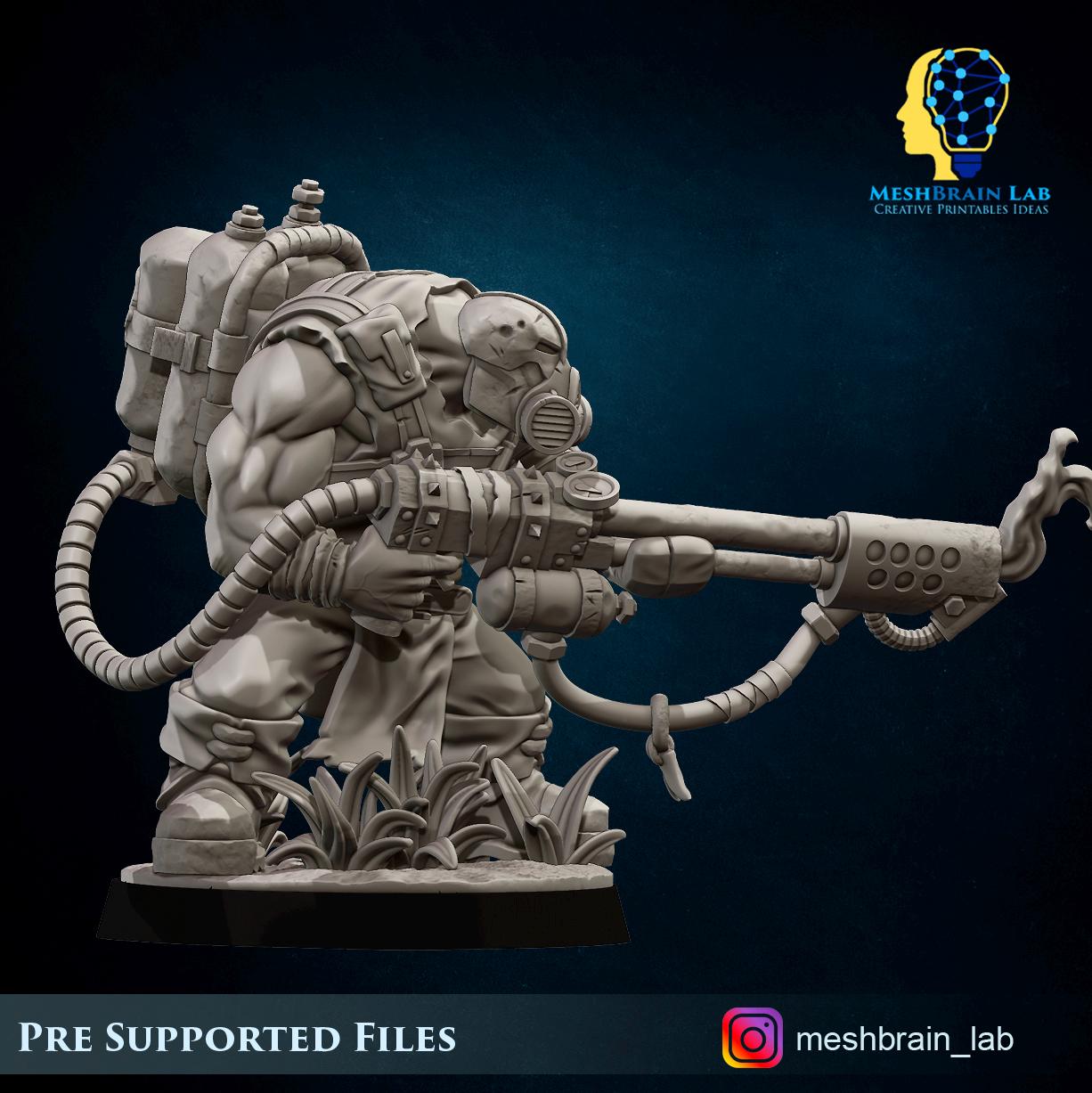 Ork Kommando with Flamethrower | Wargaming | Tabletop | 3D printed miniature | OPR compatible