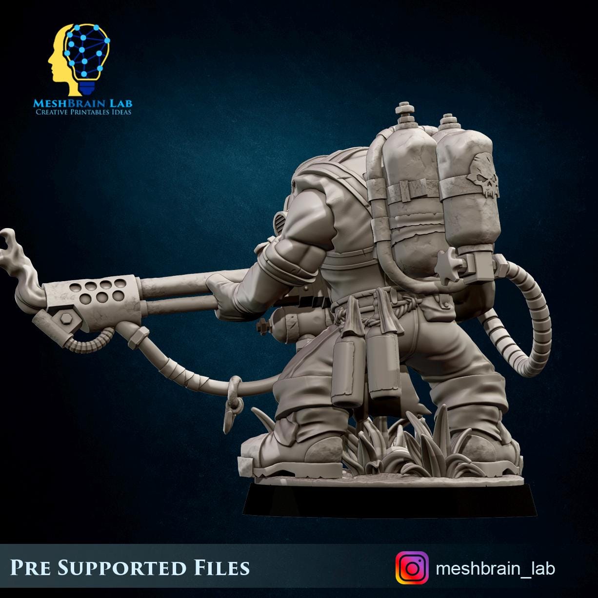 Ork Kommando with Flamethrower | Wargaming | Tabletop | 3D printed miniature | OPR compatible