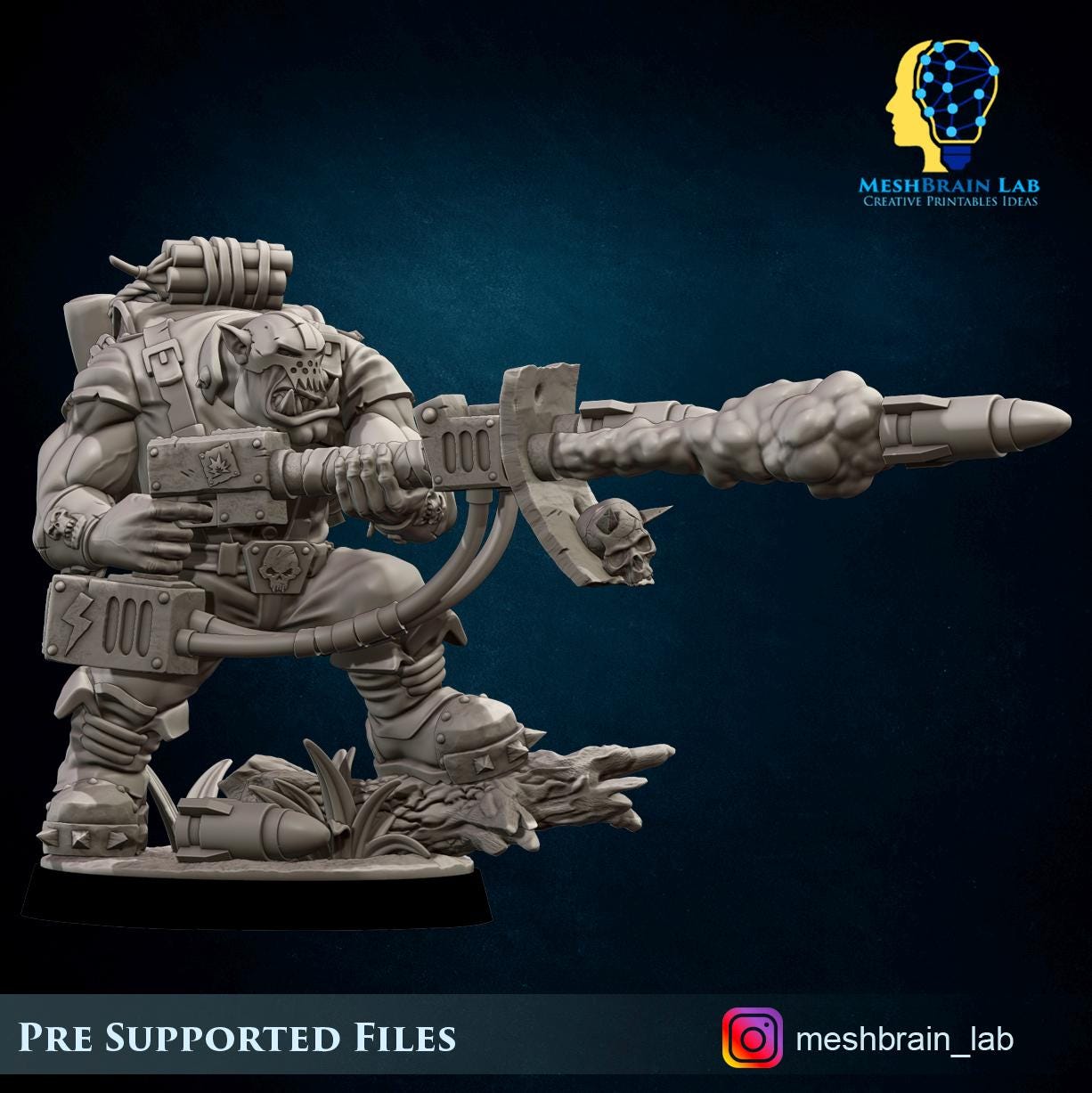 Ork Kommando with Rocket Launcher | Wargaming | Tabletop | 3D printed miniature | OPR compatible