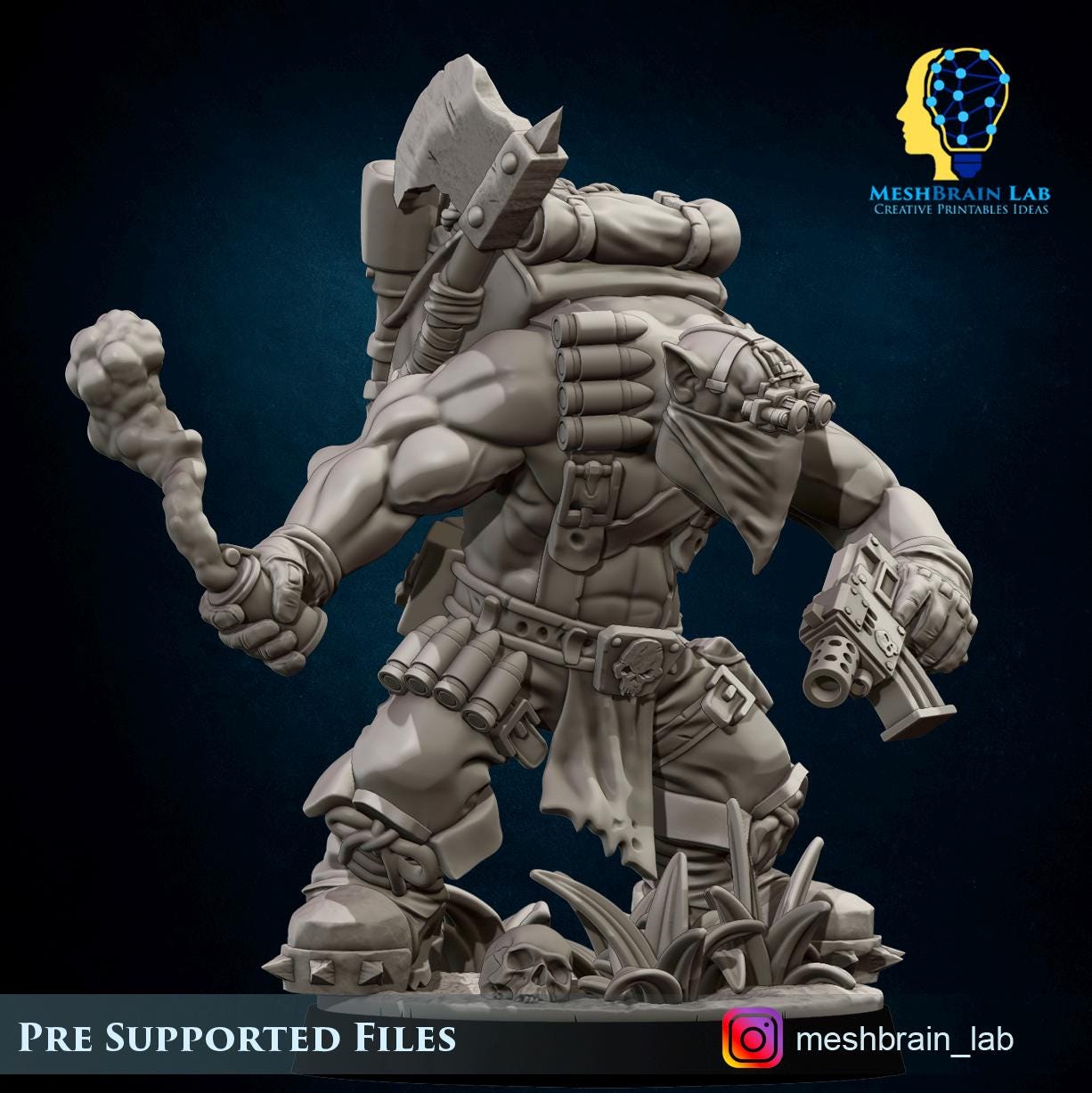 Ork kommando with smoke grenade | Wargaming | Tabletop | 3D printed miniature | OPR compatible