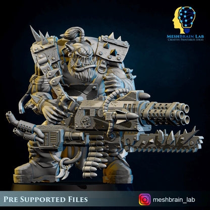 Pirate Ork with Big Bada Boom weapon nr2 | Wargaming | Tabletop | 3D printed miniature | OPR compatible