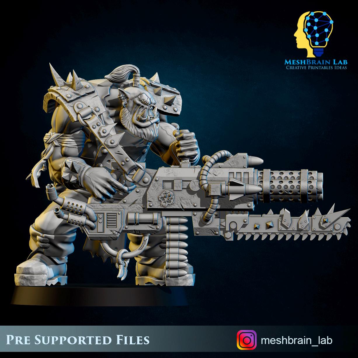 Pirate Ork with Big Bada Boom weapon nr2 | Wargaming | Tabletop | 3D printed miniature | OPR compatible