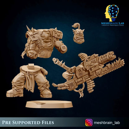 Pirate Ork with Big Bada Boom weapon nr2 | Wargaming | Tabletop | 3D printed miniature | OPR compatible