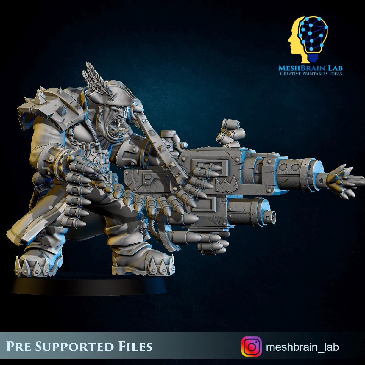 Pirate Ork with Big Bada Boom weapon nr1 | Wargaming | Tabletop | 3D printed miniature | OPR compatible