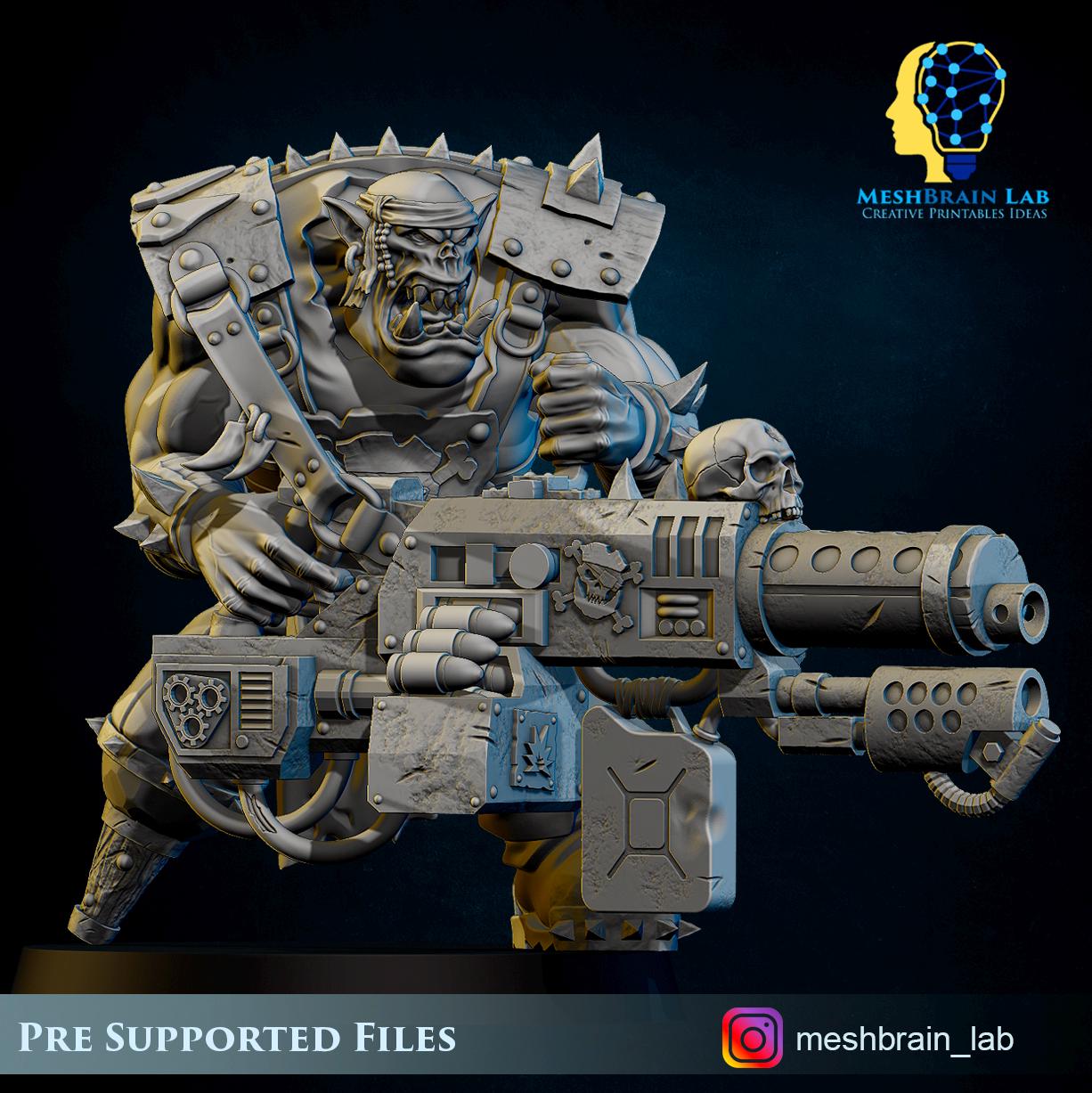 Pirate Ork with Big Bada Boom weapon nr3 | Wargaming | Tabletop | 3D printed miniature | OPR compatible