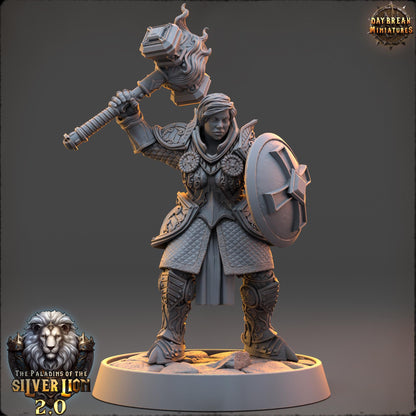 Human Figther - Amandine de Aube Radieuse | Daybreak Miniatures | 3D printed | Tabletop | Dungeons and Dragons | Wargaming | D&D