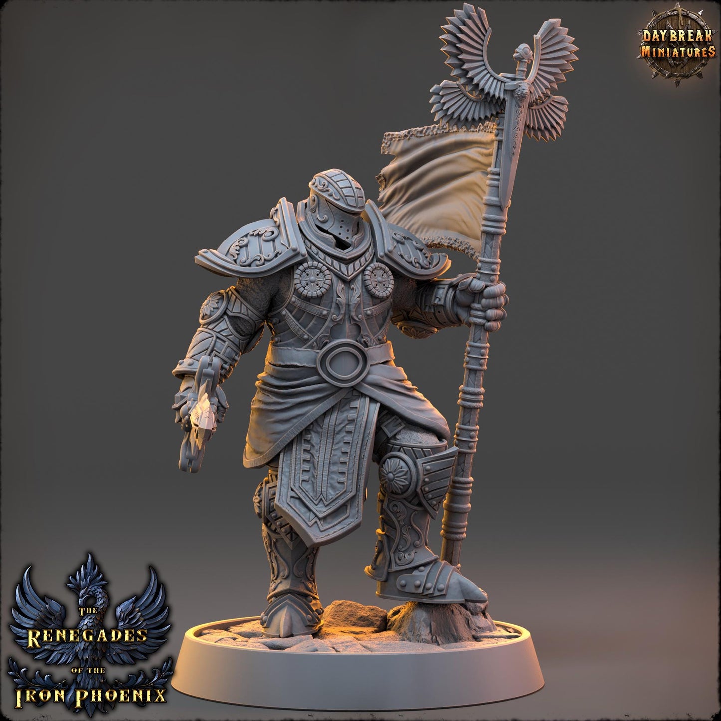 Human Figther - Capitaine Lucien du Griffon Doré | Daybreak Miniatures | 3D printed | Tabletop | Dungeons and Dragons | Wargaming | D&D
