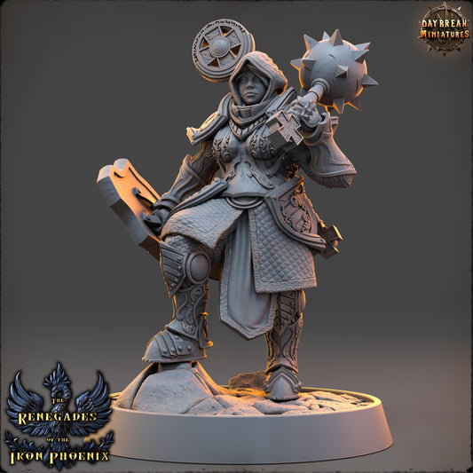 Human Cleric - Odile de la Flamme Verte | Daybreak Miniatures | 3D printed | Tabletop | Dungeons and Dragons | Wargaming | D&D