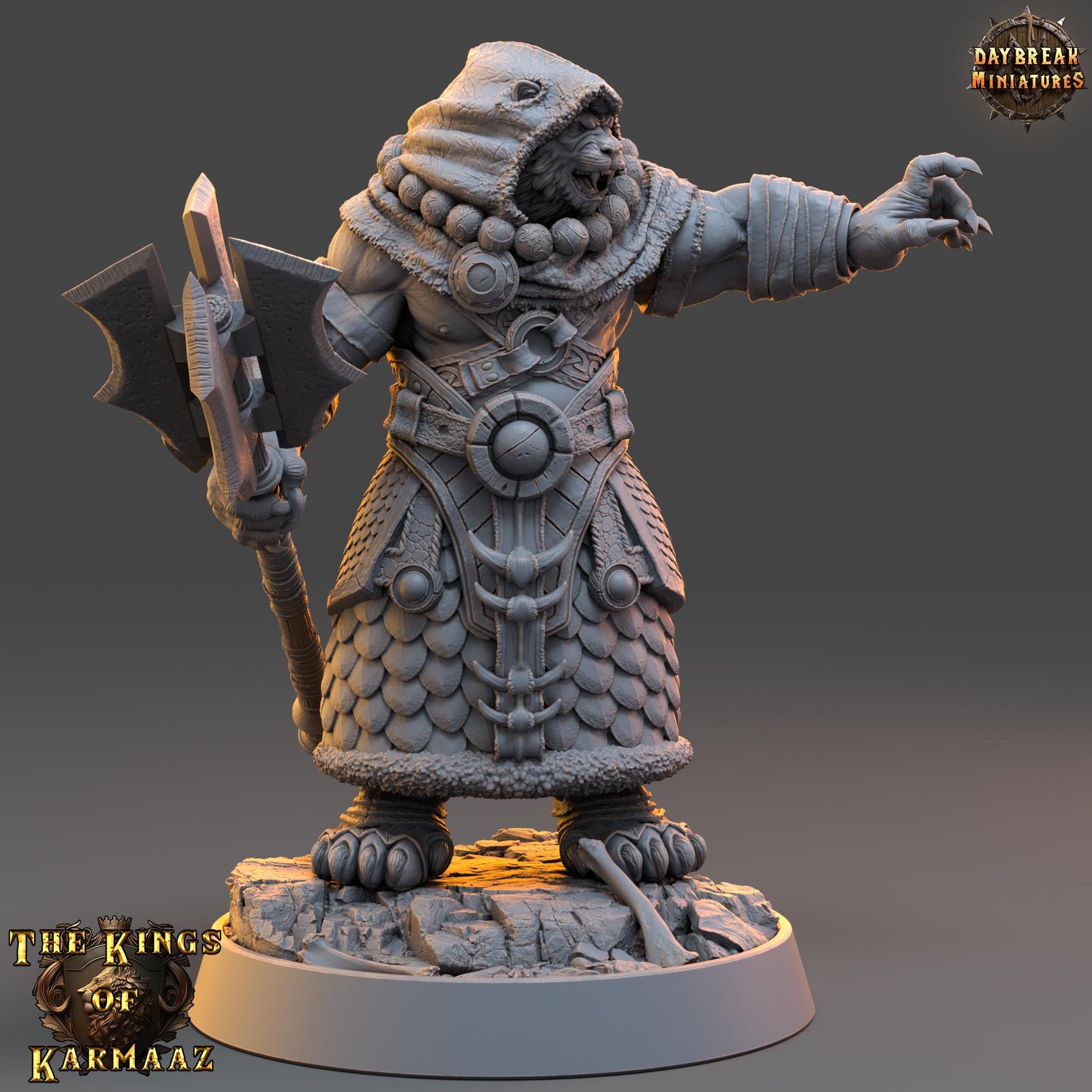 Leonin Figther - King Dawntredder | Daybreak Miniatures | 3D printed | Tabletop | Dungeons and Dragons | Wargaming | D&D