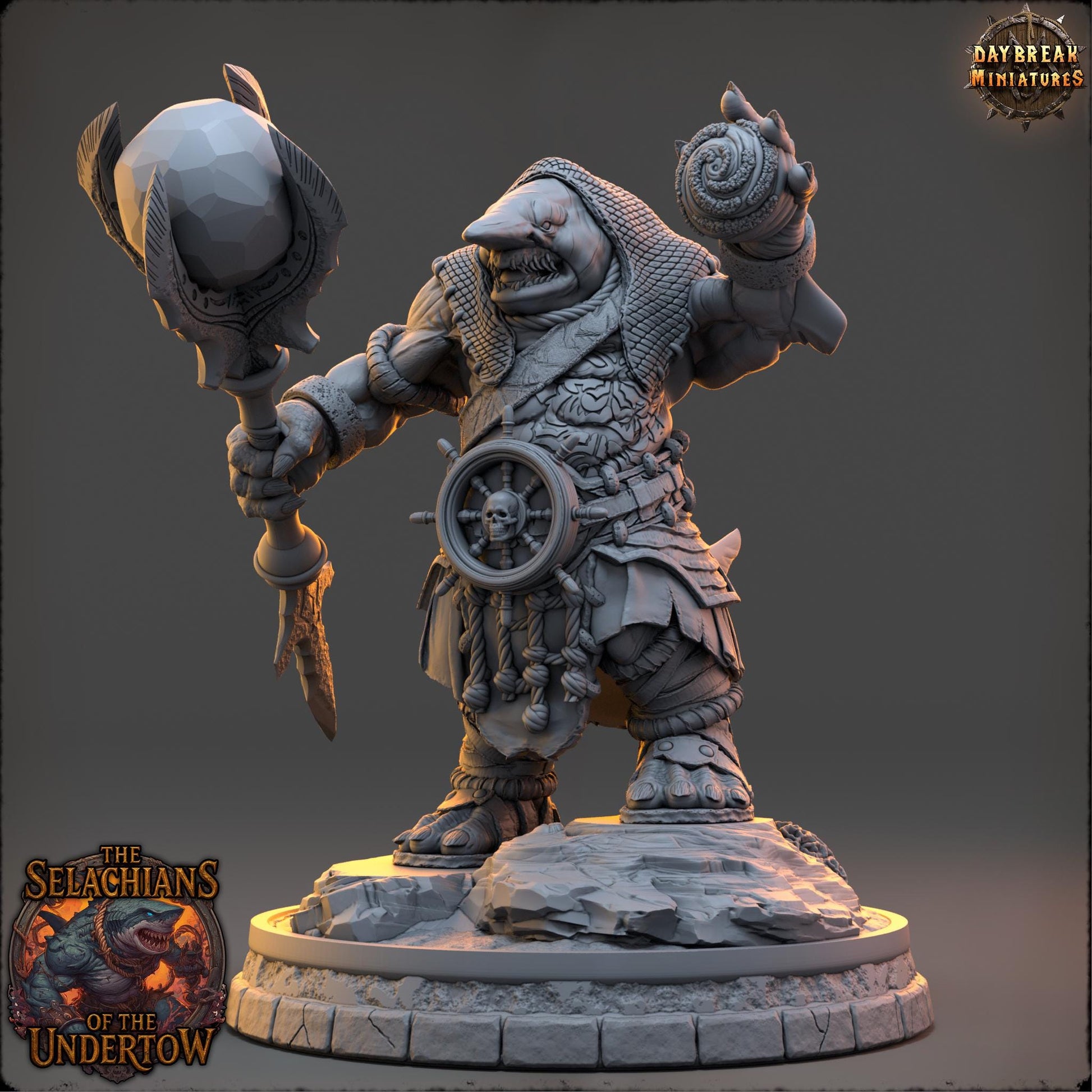 Sharkfolks - Draaleth Orn | Daybreak Miniatures | 3D printed miniature | Tabletop Games | Dungeons and Dragons | Wargaming | D&D