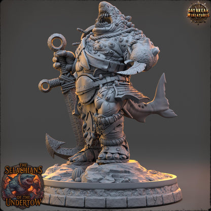 Sharkfolks - Granneth Wave-Eater | Daybreak Miniatures | 3D printed miniature | Tabletop Games | Dungeons and Dragons | Wargaming | D&D