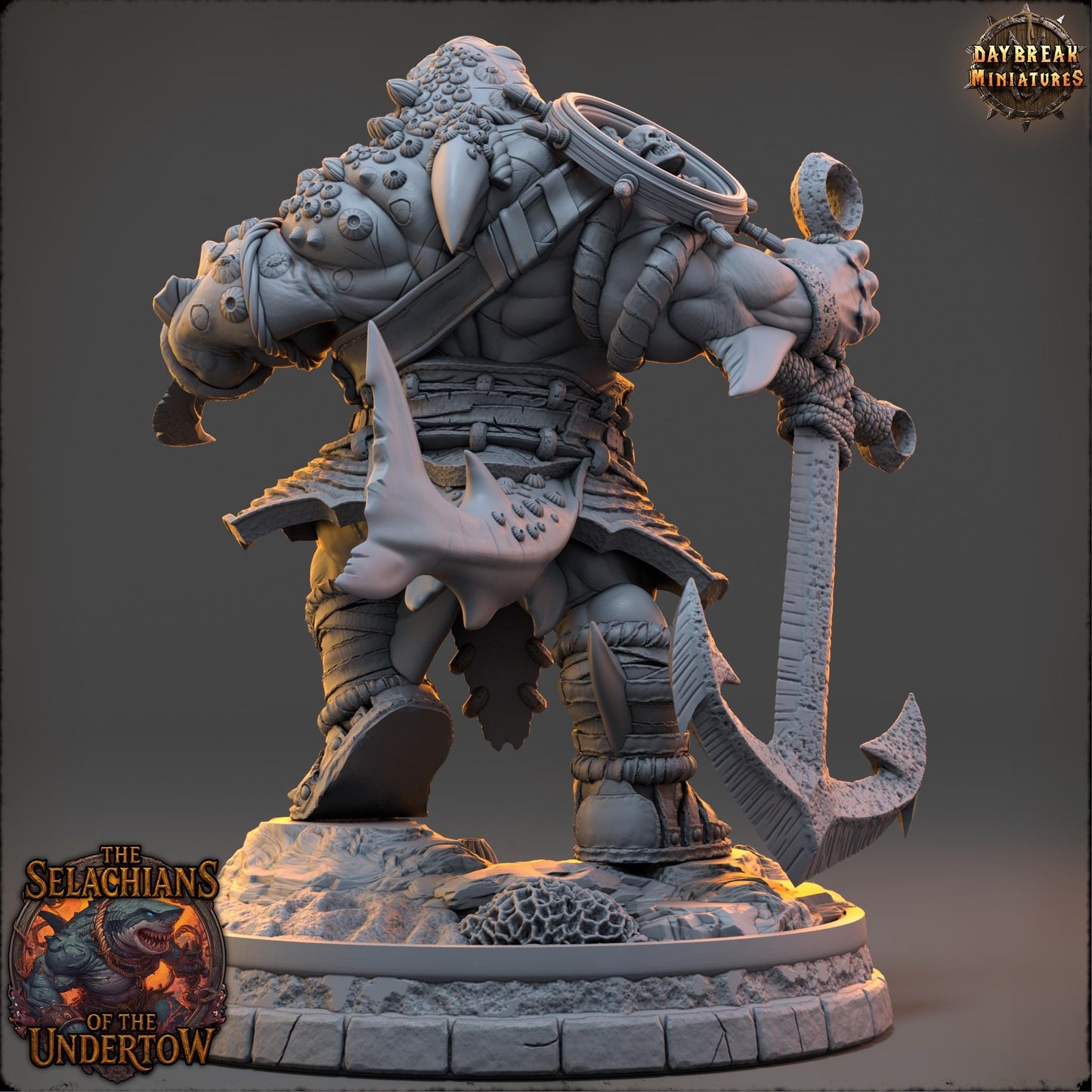 Sharkfolks - Granneth Wave-Eater | Daybreak Miniatures | 3D printed miniature | Tabletop Games | Dungeons and Dragons | Wargaming | D&D