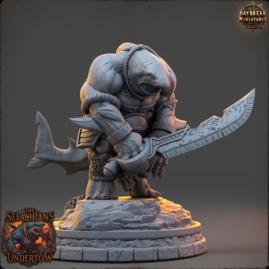 Sharkfolks - Olveth Tidewound | Daybreak Miniatures | 3D printed miniature | Tabletop Games | Dungeons and Dragons | Wargaming | D&D