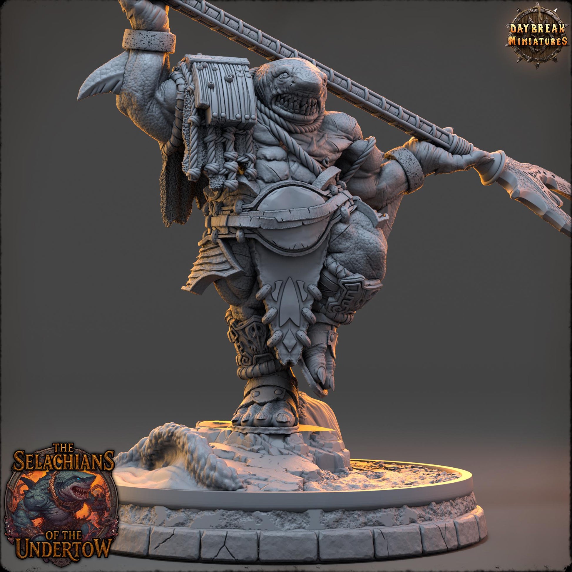 Sharkfolks - Thressik of the Deep | Daybreak Miniatures | 3D printed miniature | Tabletop Games | Dungeons and Dragons | Wargaming | D&D