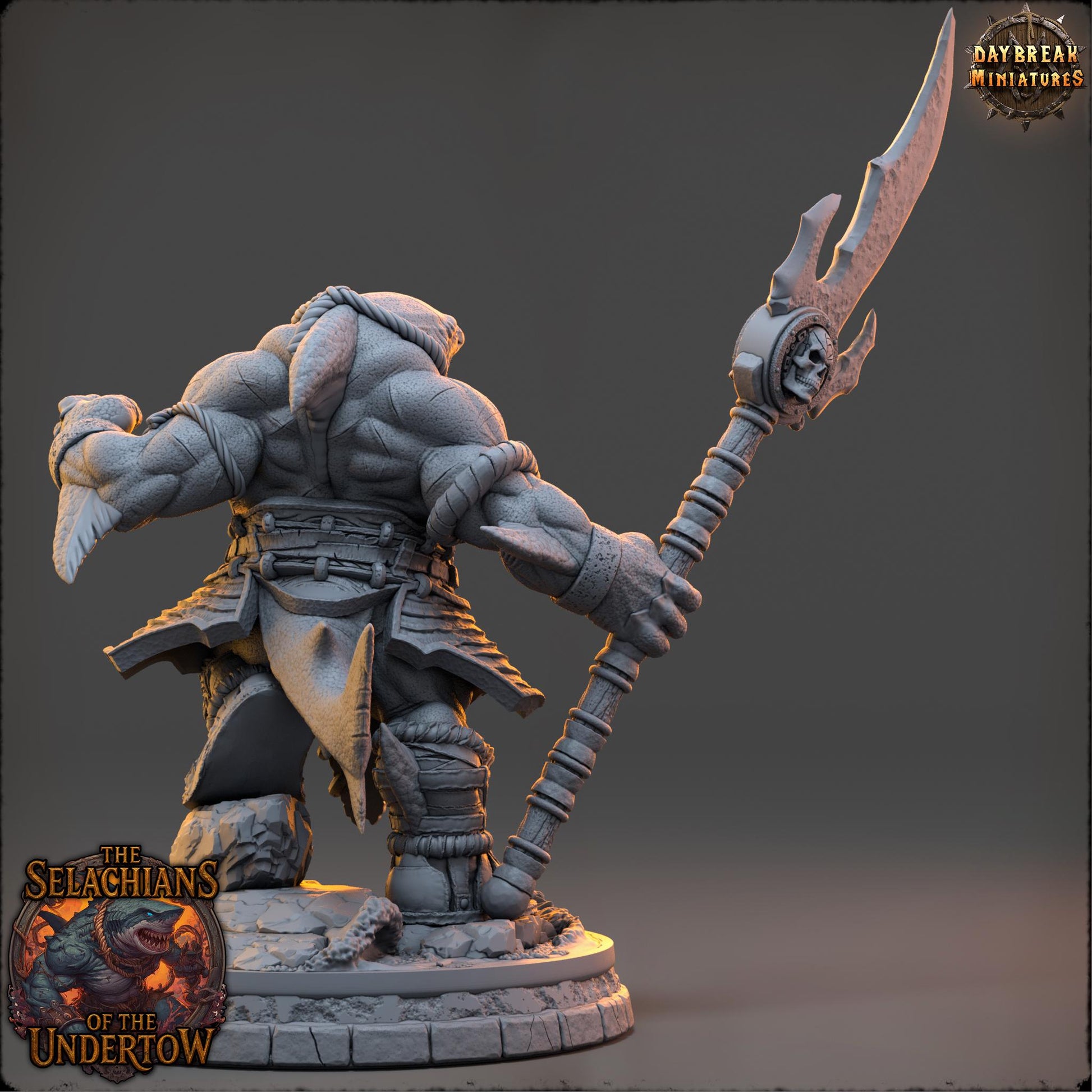Sharkfolks - Urran Shellpiercer | Daybreak Miniatures | 3D printed miniature | Tabletop Games | Dungeons and Dragons | Wargaming | D&D