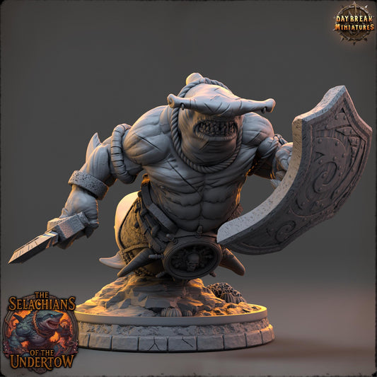 Sharkfolks - Veshraak Onefin | Daybreak Miniatures | 3D printed miniature | Tabletop Games | Dungeons and Dragons | Wargaming | D&D