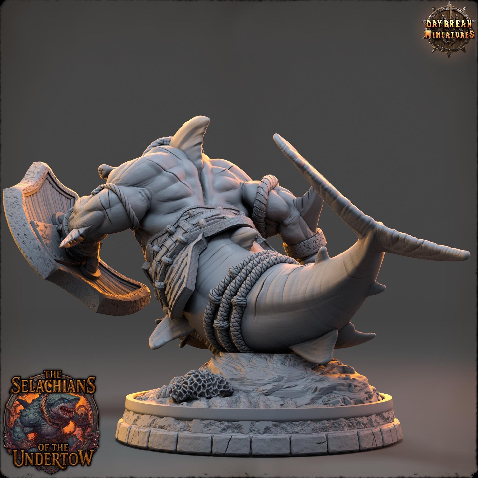 Sharkfolks - Veshraak Onefin | Daybreak Miniatures | 3D printed miniature | Tabletop Games | Dungeons and Dragons | Wargaming | D&D