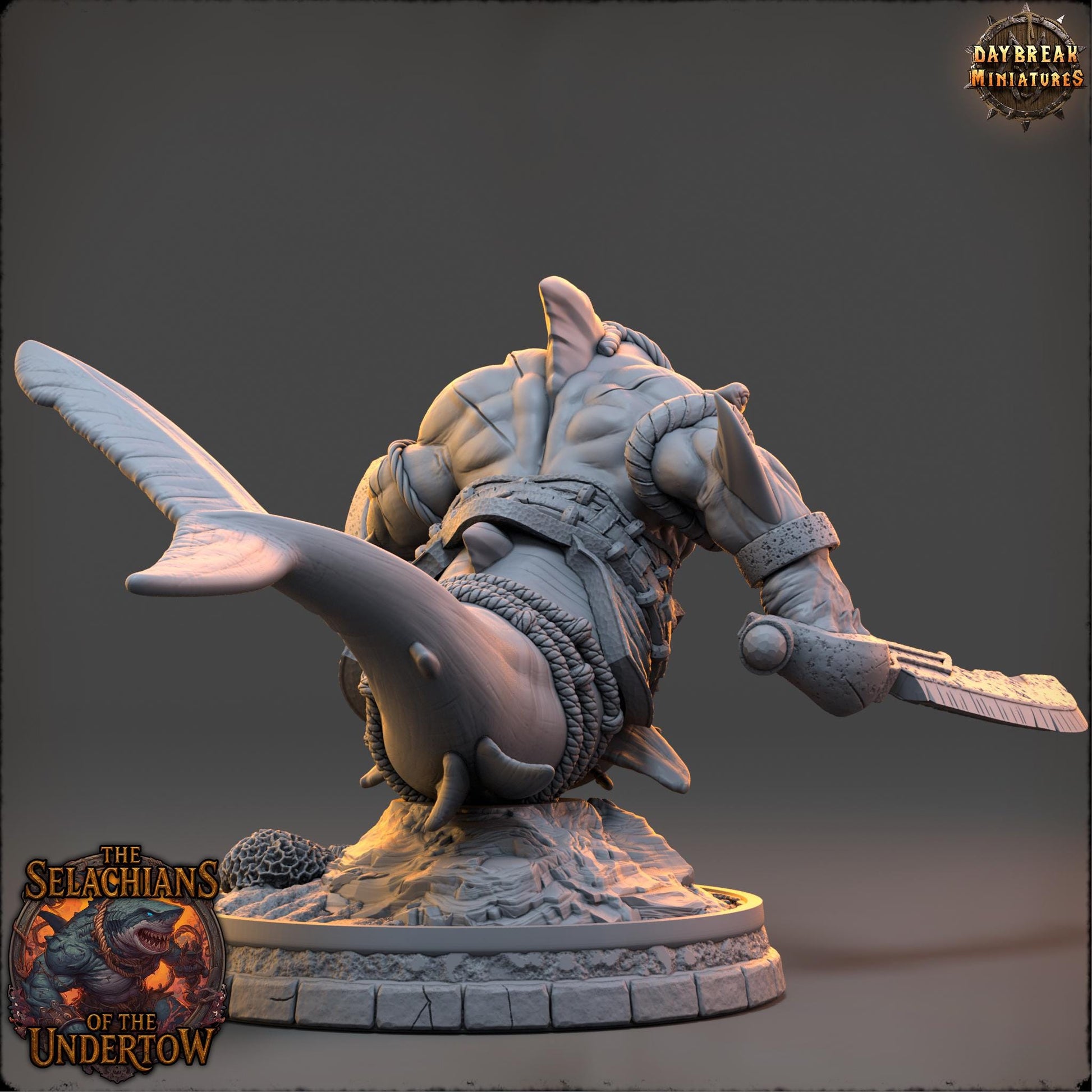 Sharkfolks - Veshraak Onefin | Daybreak Miniatures | 3D printed miniature | Tabletop Games | Dungeons and Dragons | Wargaming | D&D