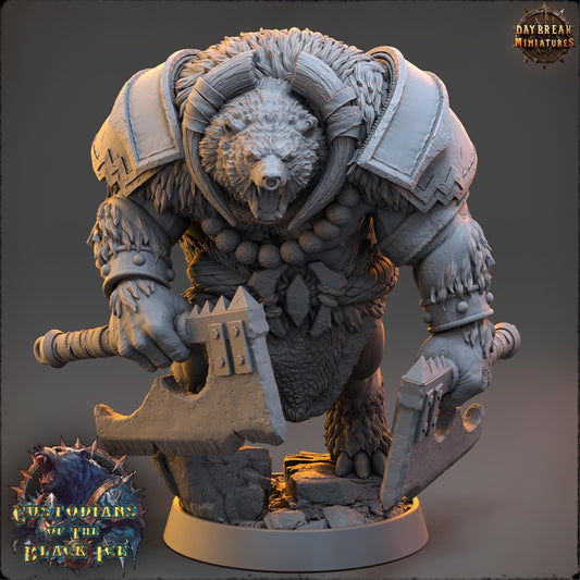 Bearfolk Fighter - Cleaver Dukso | Daybreak Miniatures | 3D printed miniature | Tabletop Games | Dungeons and Dragons | Wargaming | D&D