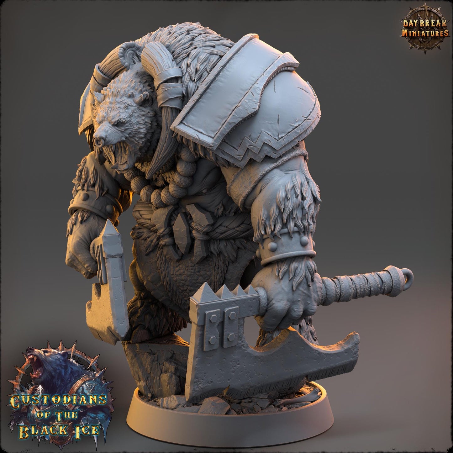 Bearfolk Fighter - Cleaver Dukso | Daybreak Miniatures | 3D printed miniature | Tabletop Games | Dungeons and Dragons | Wargaming | D&D