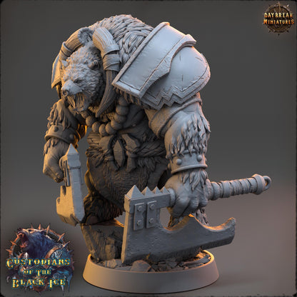 Bearfolk Fighter - Cleaver Dukso | Daybreak Miniatures | 3D printed miniature | Tabletop Games | Dungeons and Dragons | Wargaming | D&D