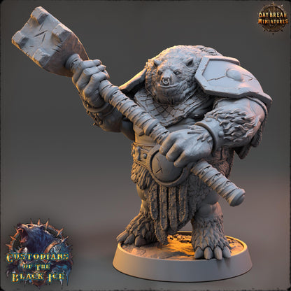 Bearfolk Fighter - Clubber Zang | Daybreak Miniatures | 3D printed miniature | Tabletop Games | Dungeons and Dragons | Wargaming | D&D