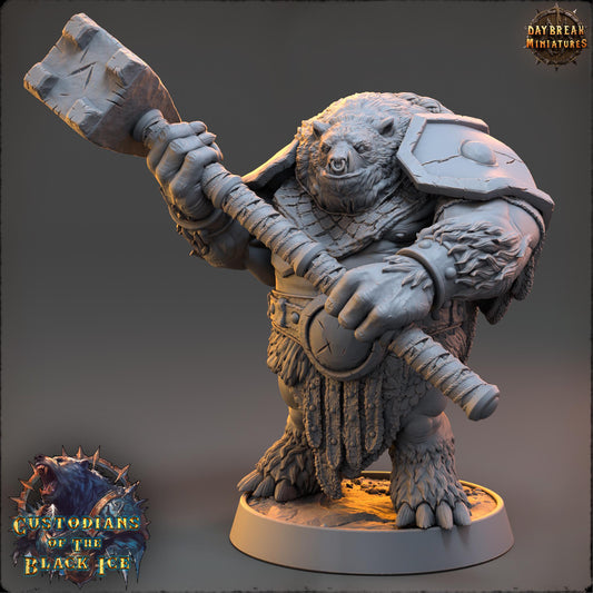 Bearfolk Fighter - Clubber Zang | Daybreak Miniatures | 3D printed miniature | Tabletop Games | Dungeons and Dragons | Wargaming | D&D